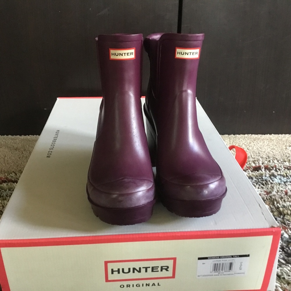 *SOLD💋Hunter Boots Burgundy Block Heel Limited - Picture 4 of 8
